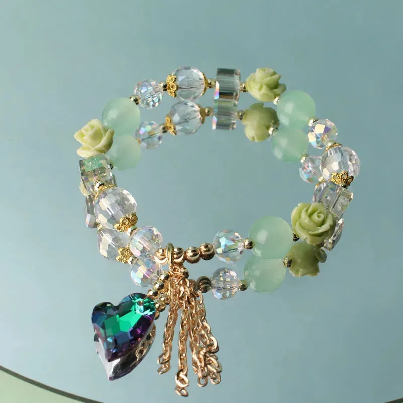 Rose sisi Korean spring and summer female love holiday wind Crystal bracelets purple magic color love metal pendant friends gift