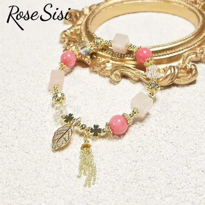 Rose sisi Korean spring and summer female love holiday wind Crystal bracelets purple magic color love metal pendant friends gift