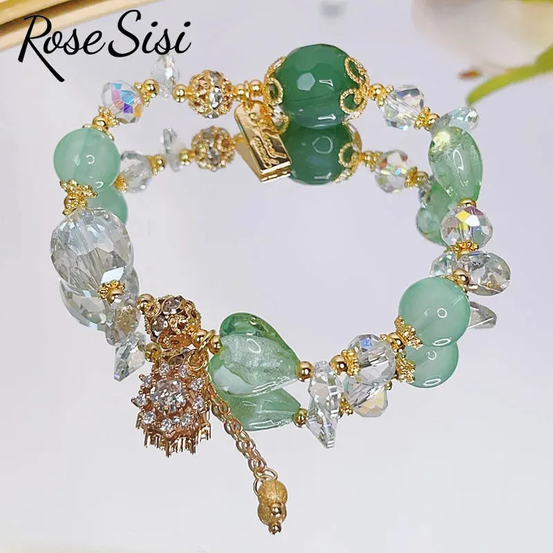Rose sisi Korean spring and summer female love holiday wind Crystal bracelets purple magic color love metal pendant friends gift