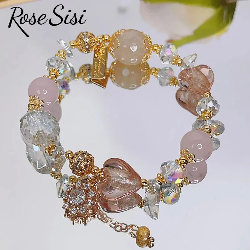 Rose sisi Korean spring and summer female love holiday wind Crystal bracelets purple magic color love metal pendant friends gift