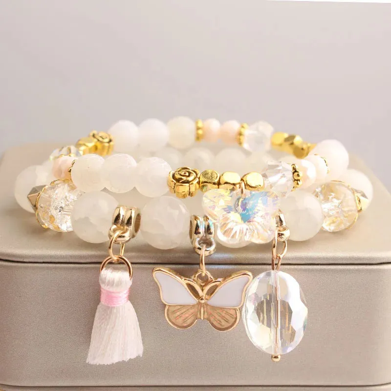 Rose sisi Korean style fashion fresh crystal bracelet for women elastic bead bracelet girl pendant girl jewelry for women gift