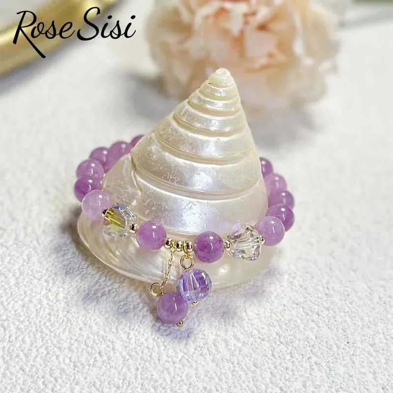 Rose sisi Korean style fresh beaded transfer crystal bracelet for women friendship bracelet female white crystal safety buckle