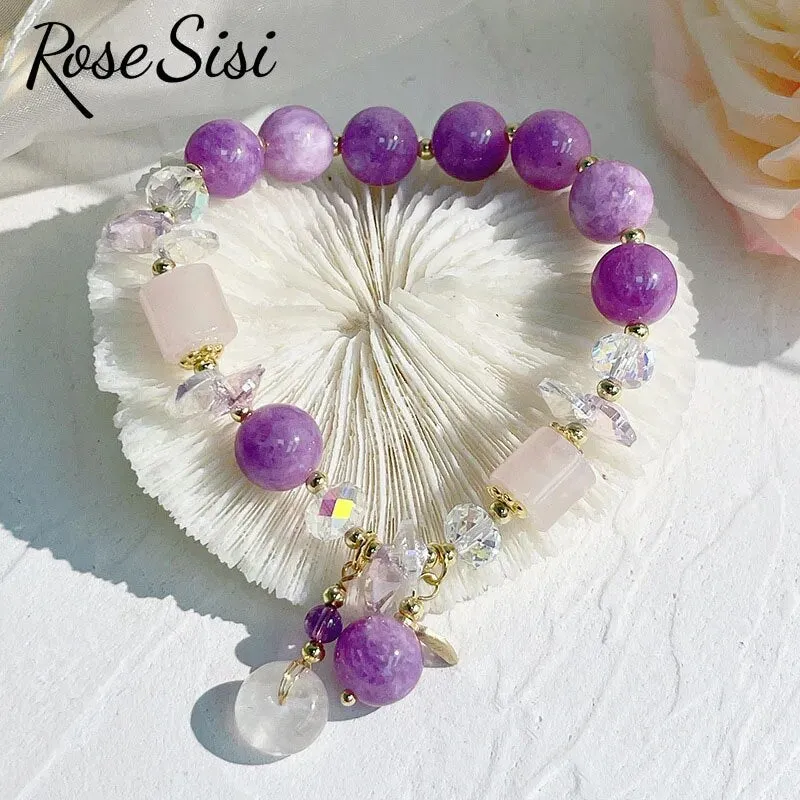 Rose sisi Korean style fresh beaded transfer crystal bracelet for women friendship bracelet female white crystal safety buckle
