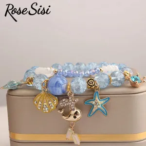 Rose sisi Korean Style fresh holiday style women's bracelet beach shell pendant beads bracelet for women present for girl
