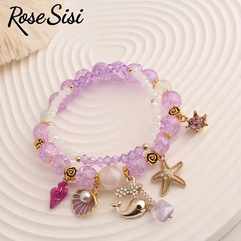 Rose sisi Korean Style fresh holiday style women's bracelet beach shell pendant beads bracelet for women present for girl