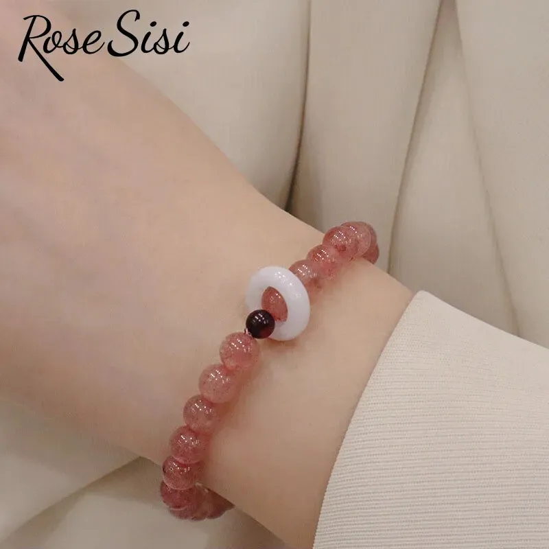 Rose sisi natural strawberry crystal bracelet for women new Chinese temperament bracelets friendship gift sweet girl heart