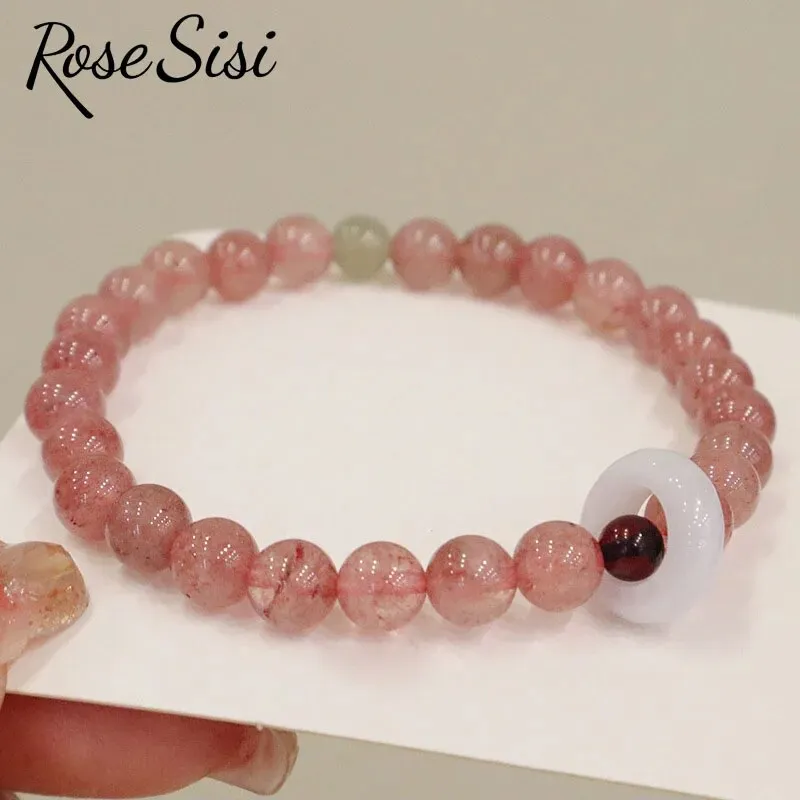 Rose sisi natural strawberry crystal bracelet for women new Chinese temperament bracelets friendship gift sweet girl heart