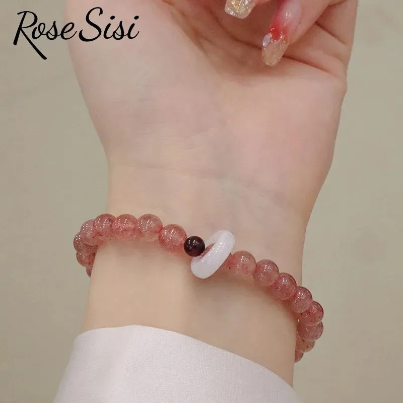 Rose sisi natural strawberry crystal bracelet for women new Chinese temperament bracelets friendship gift sweet girl heart