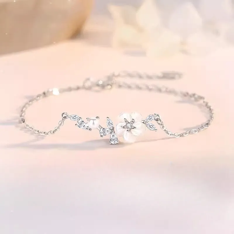S925 Shell Camellia Bracelet