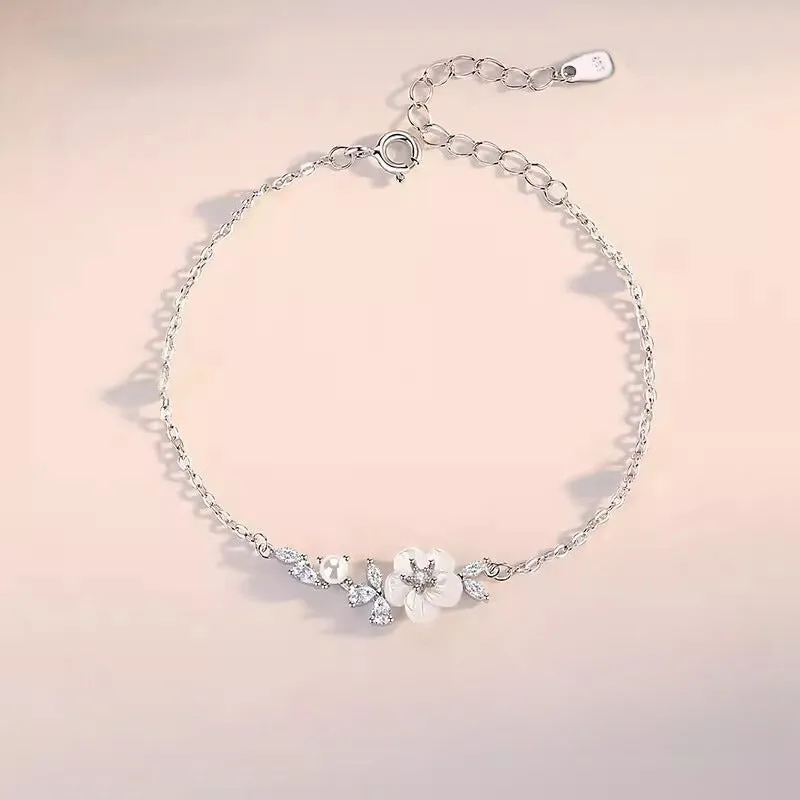 S925 Shell Camellia Bracelet