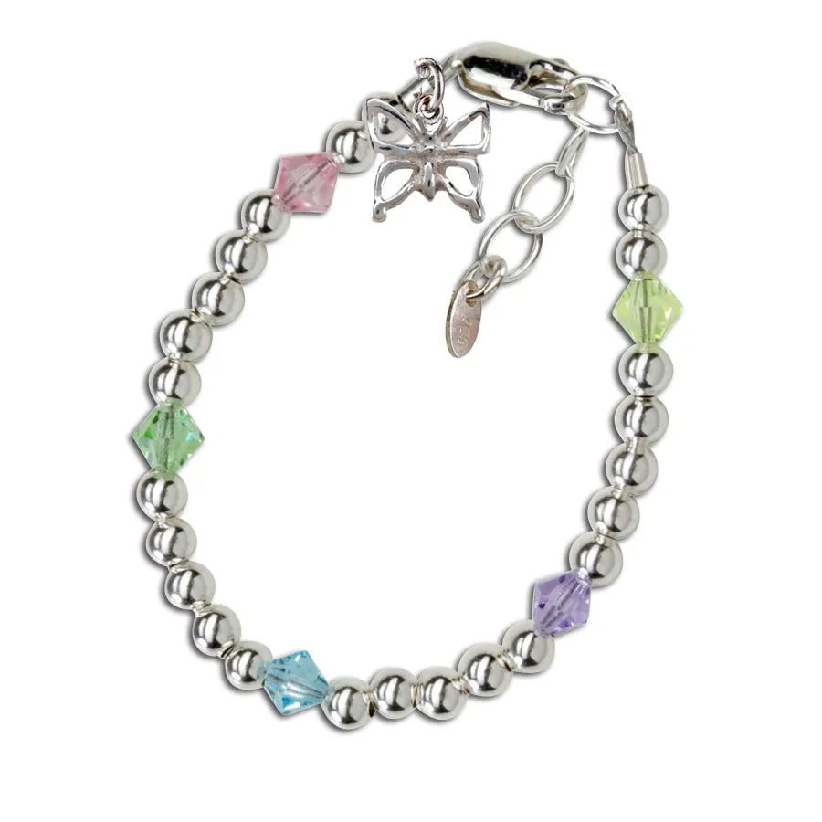 SALE! Sterling Silver Multi-color Butterfly Bracelet for Babies, Kids and Toddlers