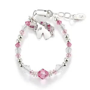 SALE! Unicorn (Pink) - Sterling Silver Unicorn Bracelet for Little Girls
