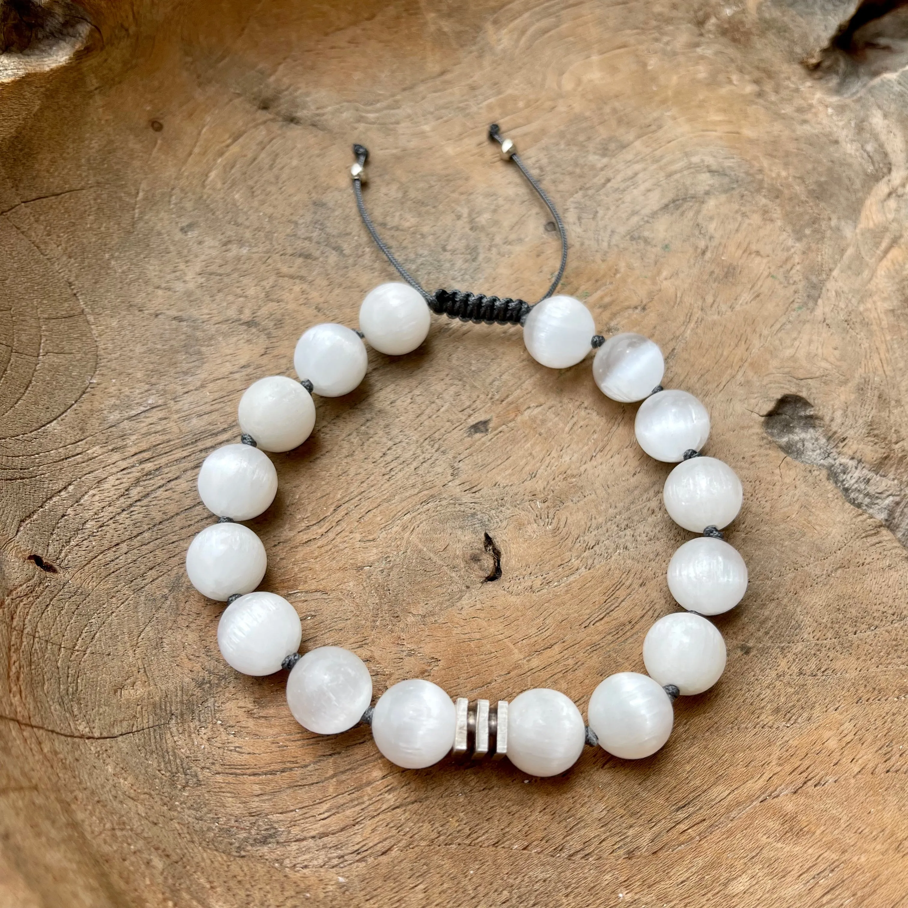Selenite Adjustable Beaded Bracelet