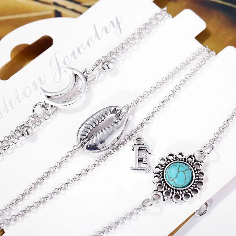 SEXY SPARKLES Stackable Bracelets Multilayer Boho Bracelet Sets Beads Metal Chain Rope Adjustabl Bracelets for Women Elastic Rope Charm Bangle Bracelet Best Women Teen Girls Gift