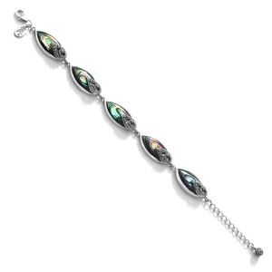 Shimmering Abalone Marcasite Sterling Silver Contessa Bracelet