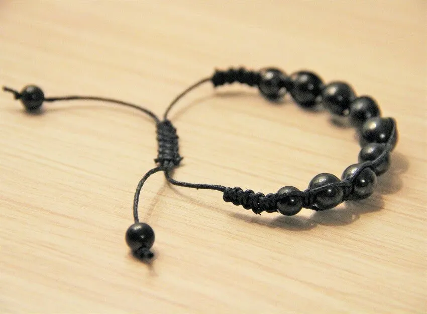 Shungite Shambhala Macramé Bracelet with a Adjustable Cord