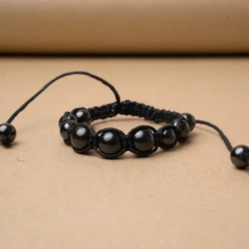 Shungite Shambhala Macramé Bracelet with a Adjustable Cord