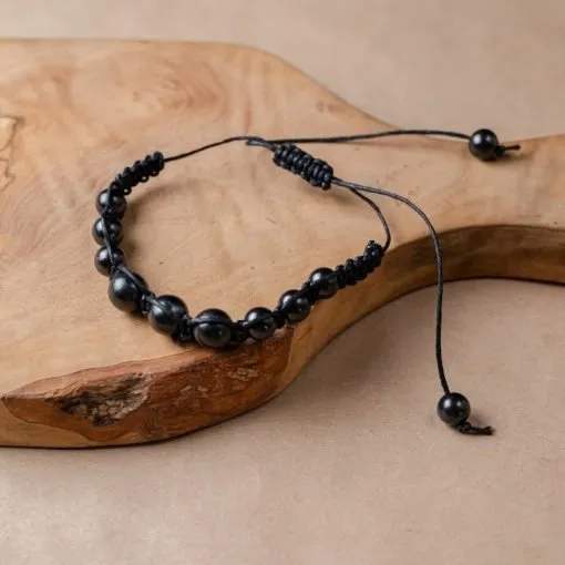 Shungite Shambhala Macramé Bracelet with a Adjustable Cord