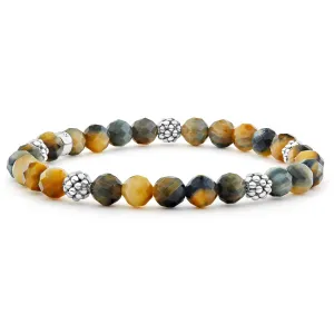 Signature Caviar Five Station Silver Tiger Eye Bead Bracelet
