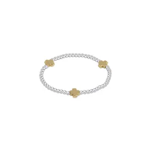 Signature Cross Sterling Mixed Metal Pattern 3mm Bead Bracelet - Gold
