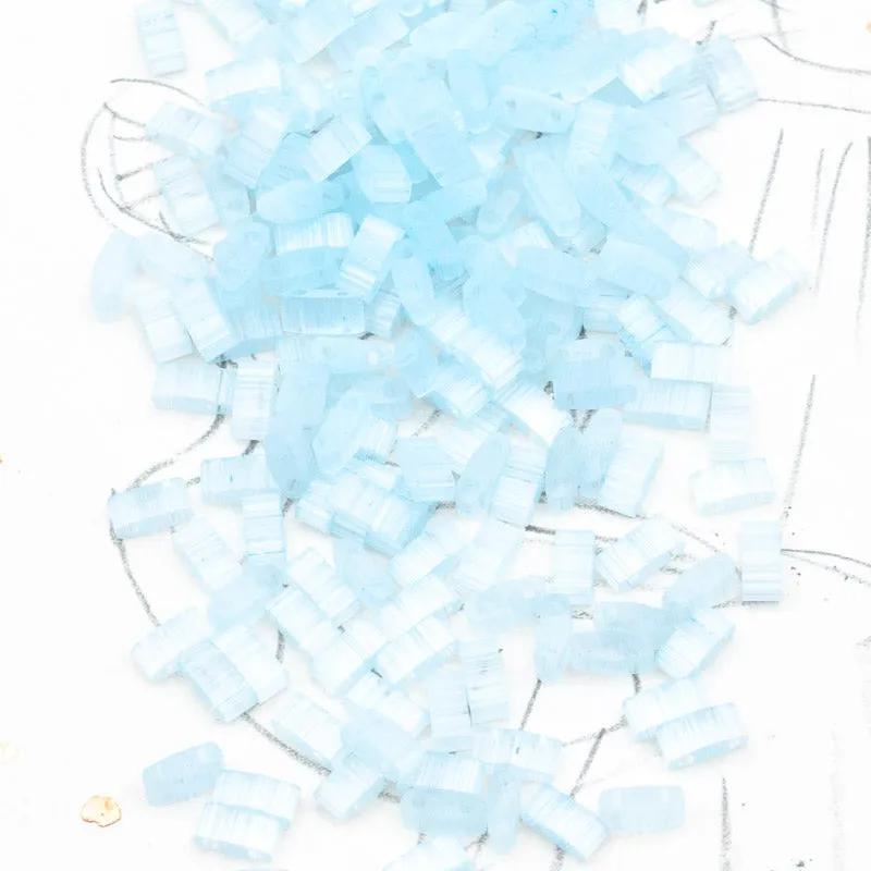 Silk Pale Light Blue Half Tila Beads