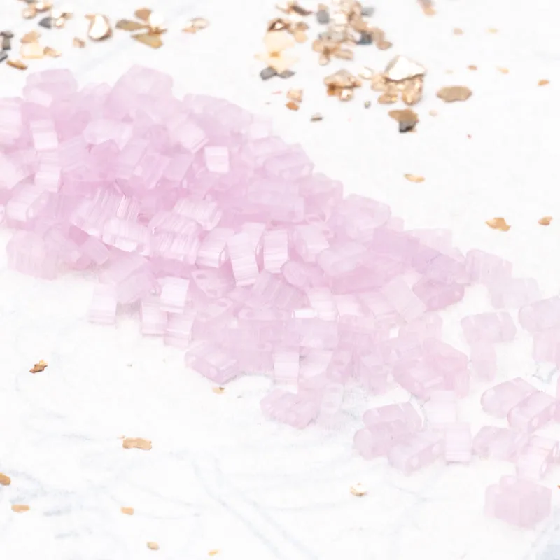 Silk Pale Rose Half Tila Beads
