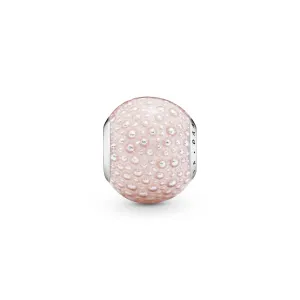 Silver charm with pink enamel