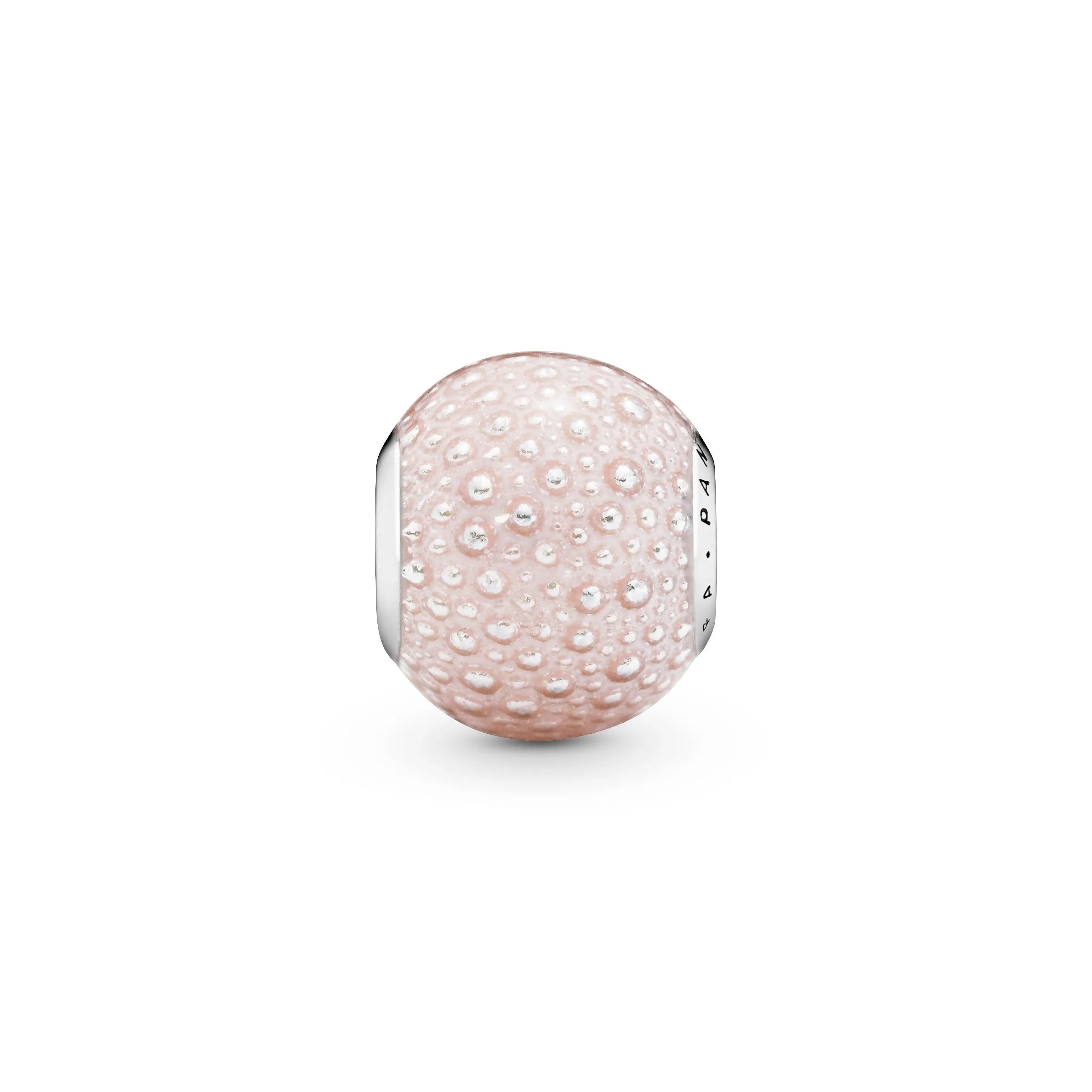 Silver charm with pink enamel