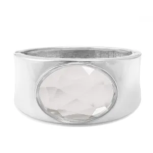 SILVER CLEAR FACETED CRYSTAL HINGED BRACELET #FW-B1564SCL