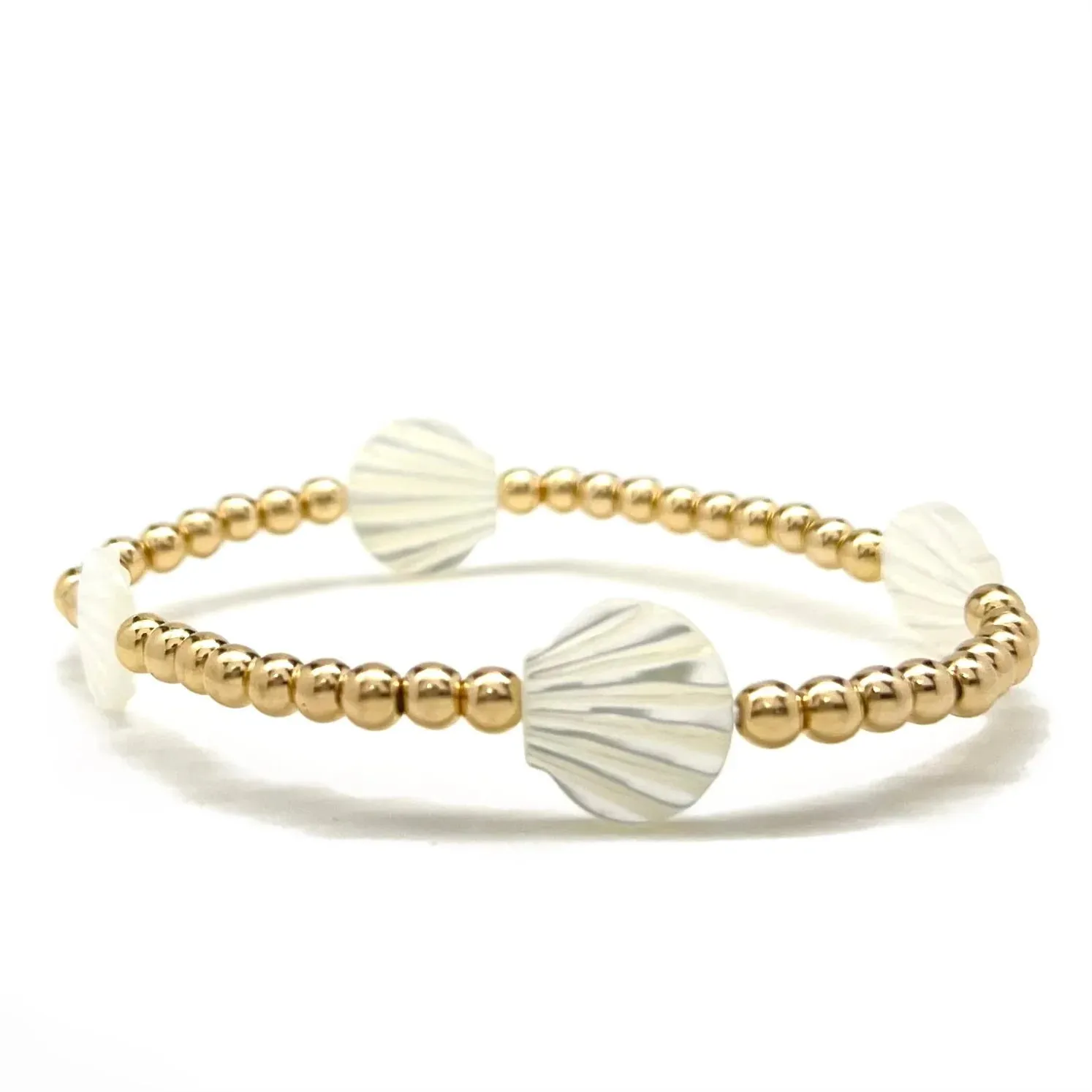 Silver Girl 4 MOP Shell Bead Bracelet