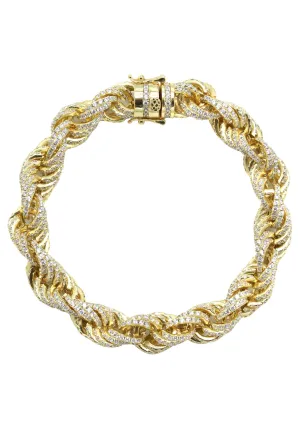 Silver Gold Iced Out Rope Bracelet