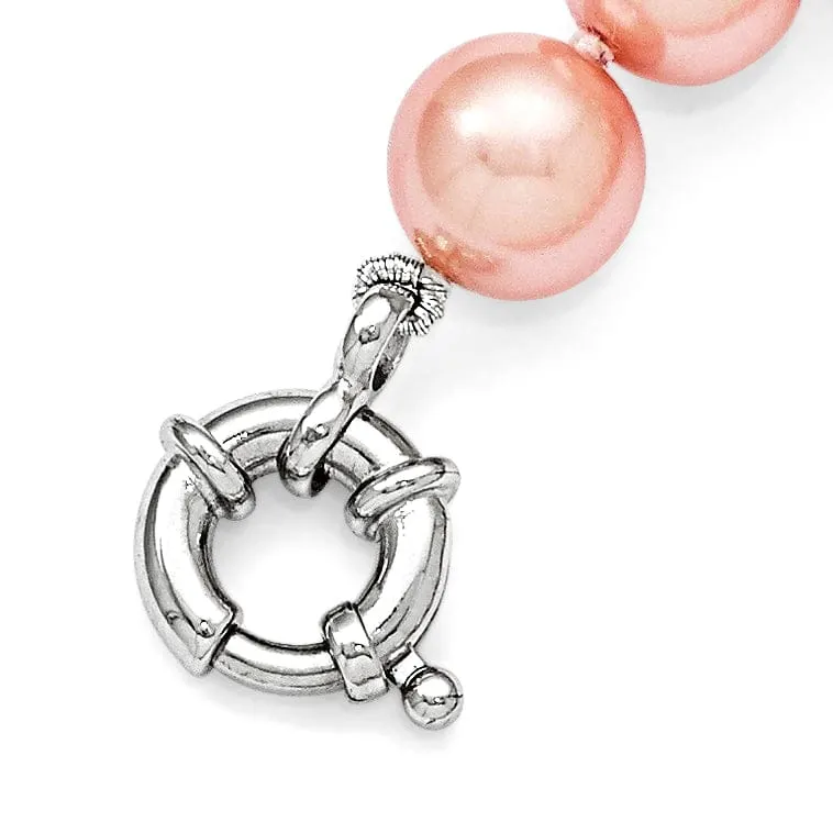 Silver Majestik Pink Shell Pearl Bead Bracelet