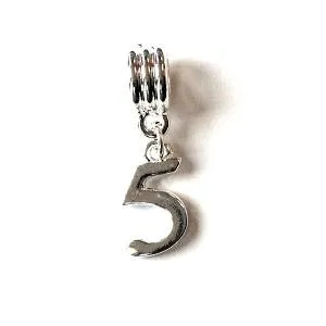 Silver Plated Number 5 Drop Charm