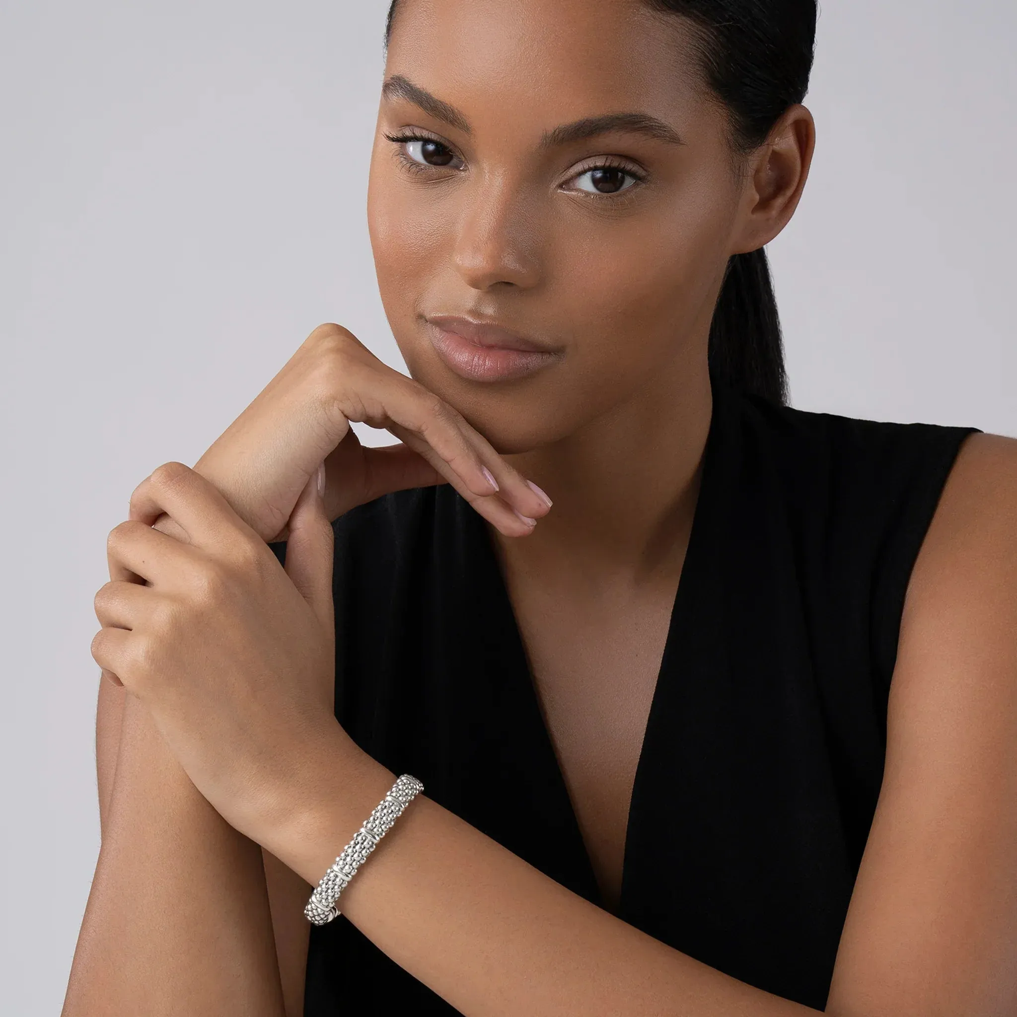 Silver Station Caviar Bracelet | 9mm