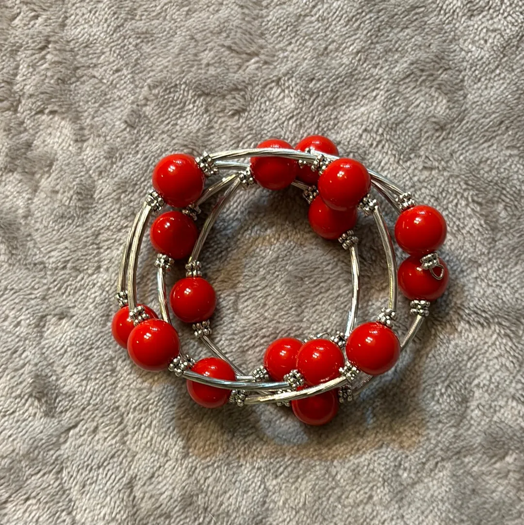 SL - Silver and Bead Endless Wrap Bracelet