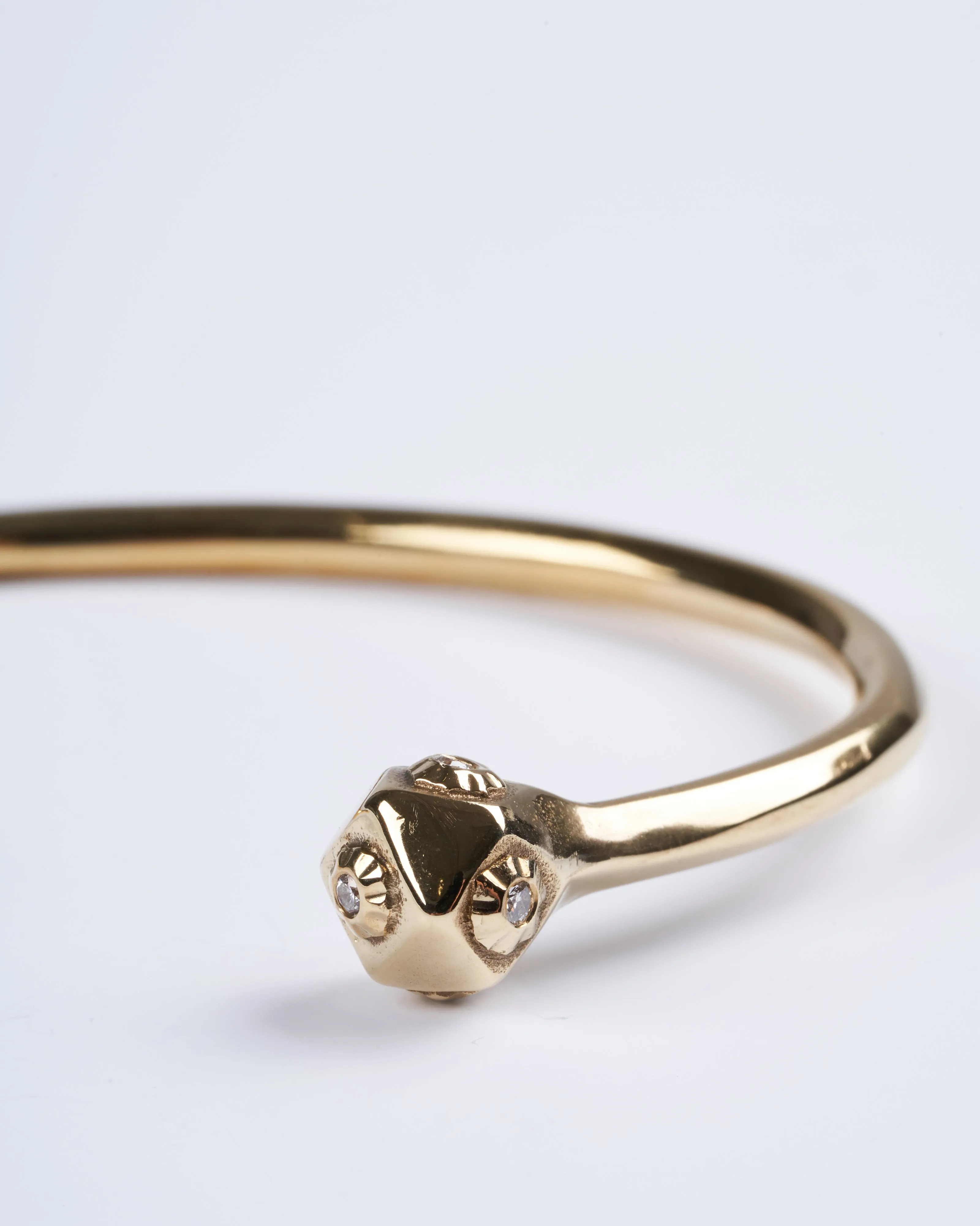 small snake head cuff bronze champagne diamonds - bronze