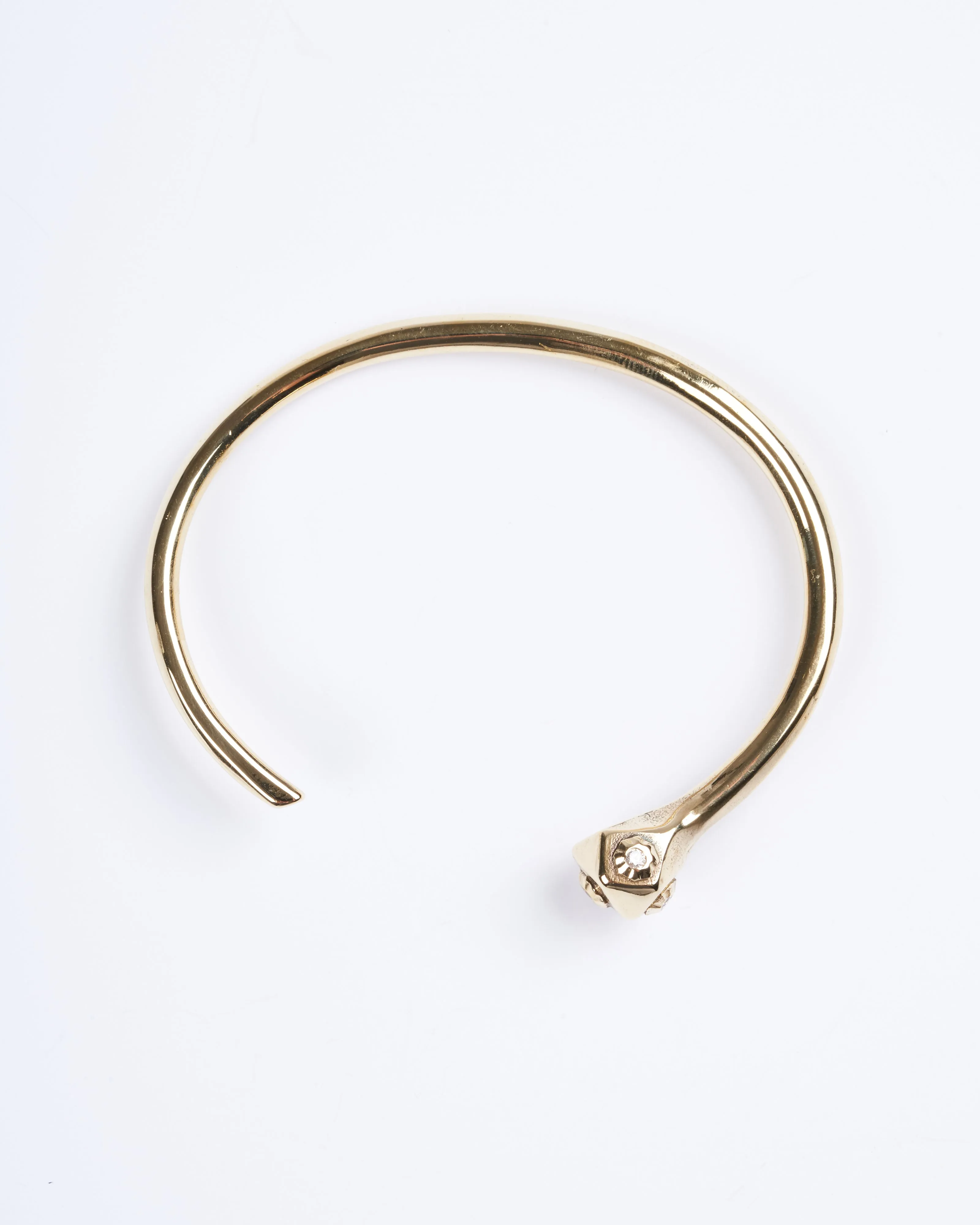 small snake head cuff bronze champagne diamonds - bronze