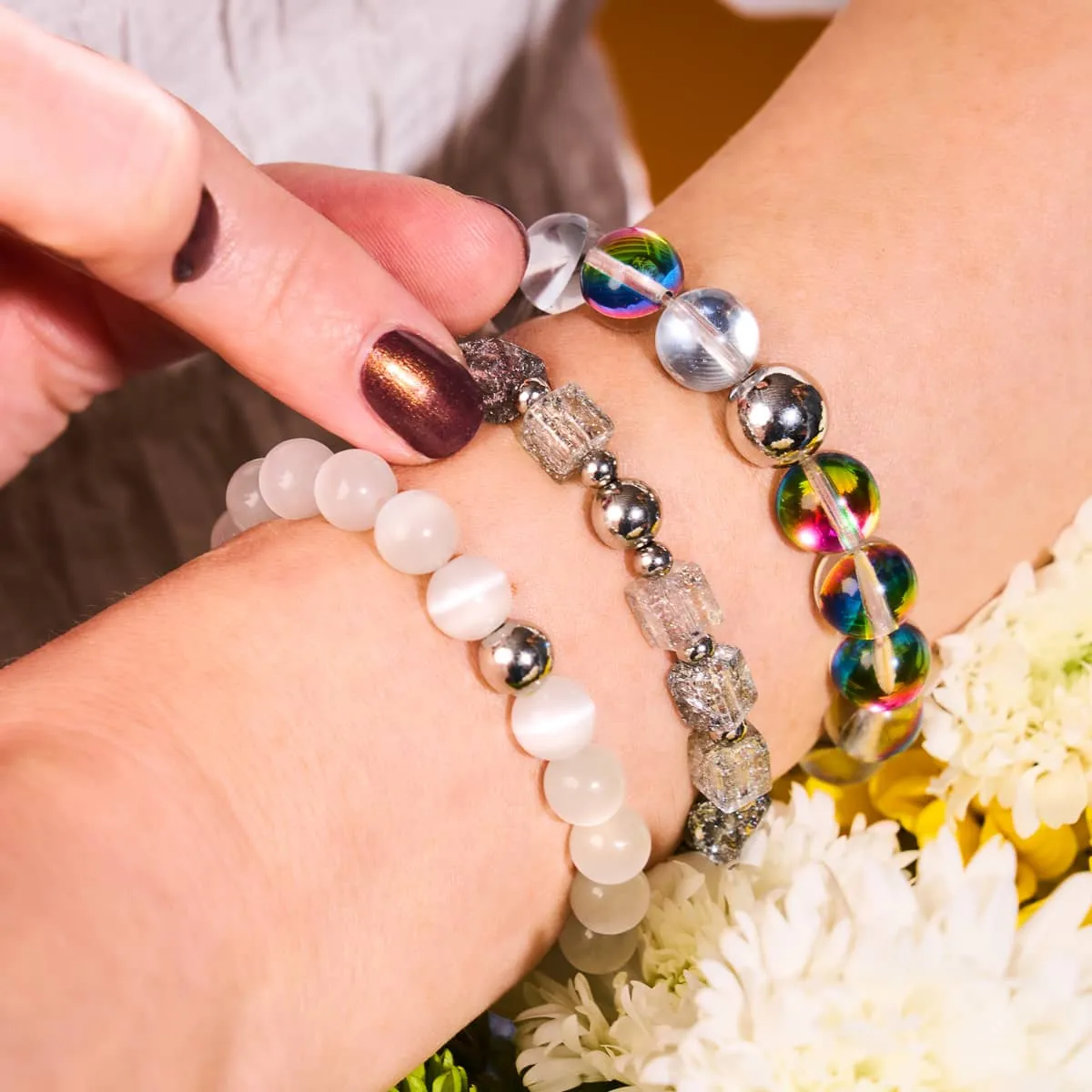 Smokey | Glitter Glass | Sugar Cube Bracelet