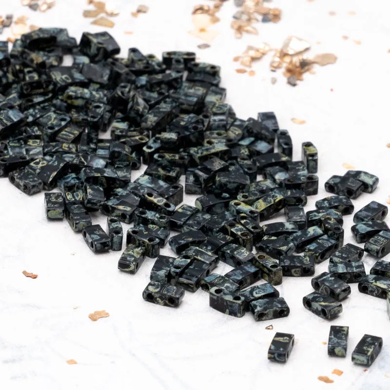 Smoky Black Matte Half Tila Beads
