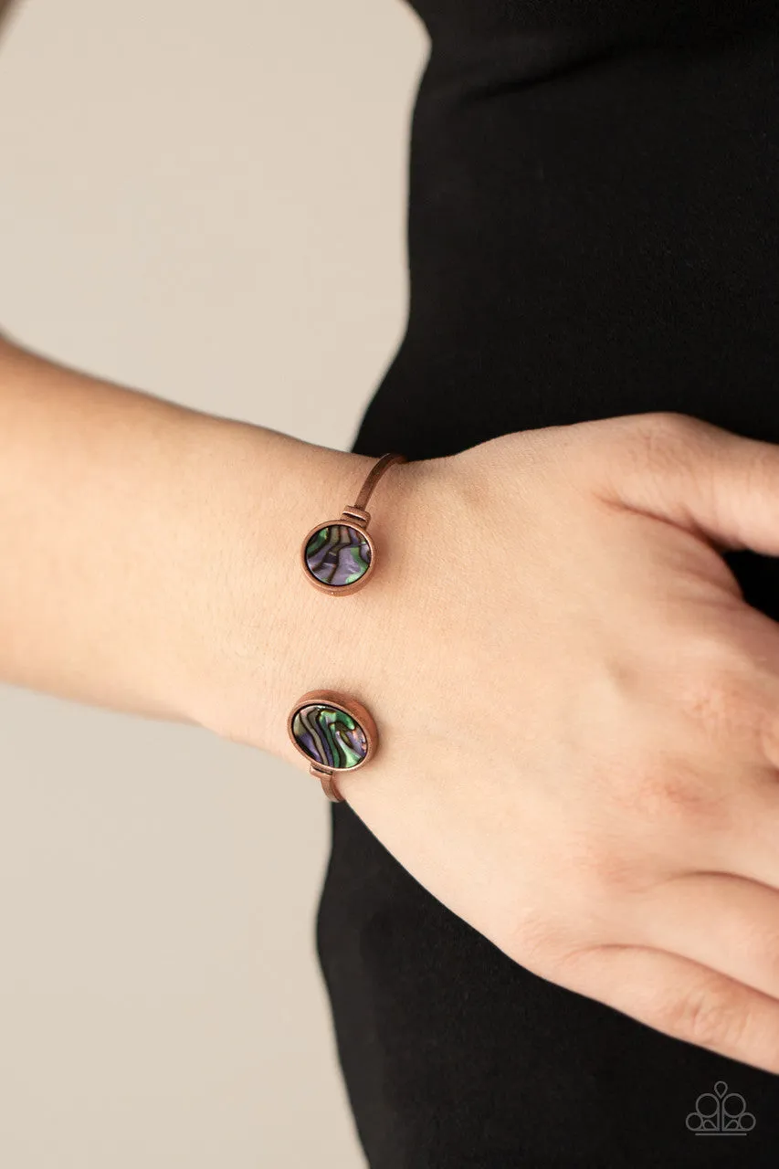 Space Oracle - Copper - Multi Oil Spill Shell-Like Disc Paparazzi Cuff Bracelet