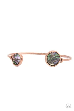 Space Oracle - Copper - Multi Oil Spill Shell-Like Disc Paparazzi Cuff Bracelet