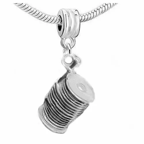 Spool of Thread Dangle Charm Beads For Snake Chain Charm Bracelet