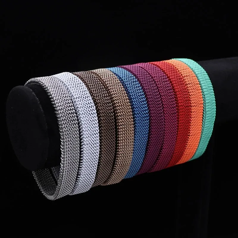 Stainless Steel Jewelry Elastic Spring Wrist Band Stretch Mesh Bracelets Unique Colorful Bangles