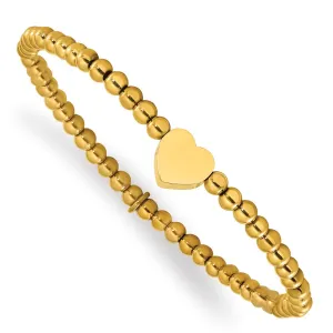 Stainless Steel Polished Yellow IP-plated Heart Stretch Bracelet