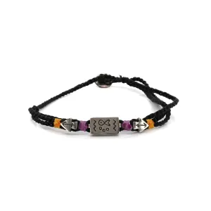 Sterling Silver Ambition Symbol Black Woven Bracelet