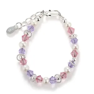 Sterling Silver Bracelet with Purple and Pink Accents for Kids