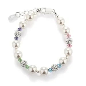 Sterling Silver Pearl Rainbow Bracelet for Kids and Little Girls