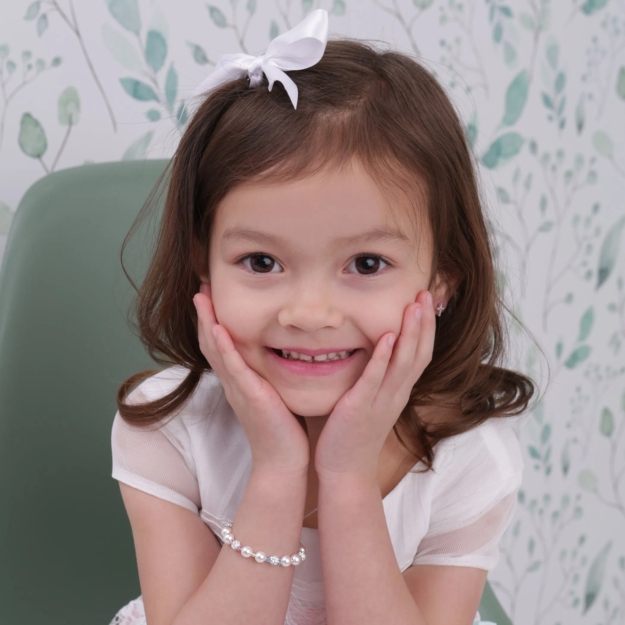 Sterling Silver Pearl Rainbow Bracelet for Kids and Little Girls