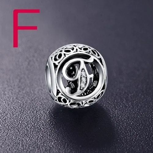 Sterling Silver Vintage Clear Letter Bead Charms | Fit Pandora Women Charm Bracelets Silver Jewelry