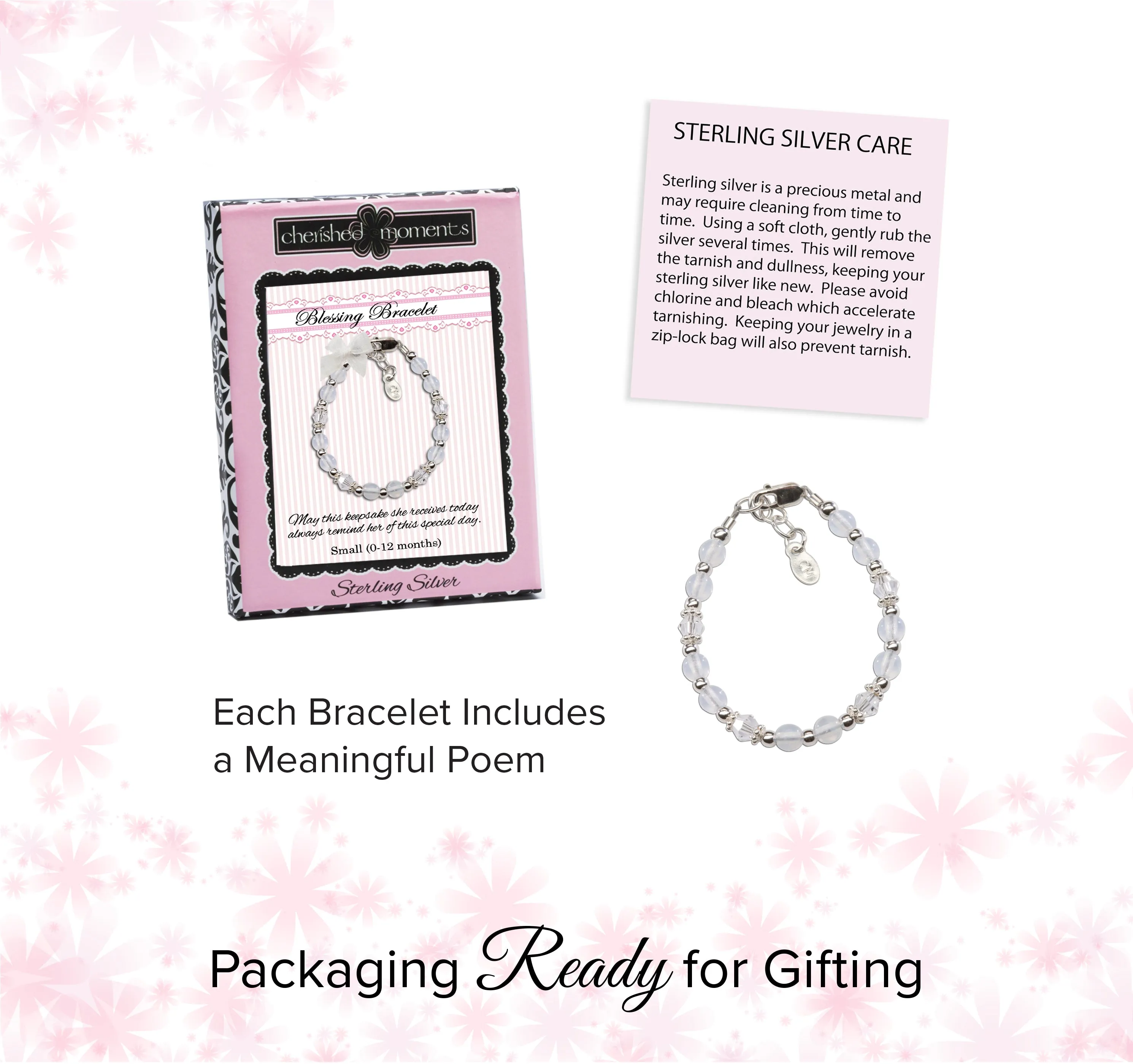 Sterling Silver White Blessing Baby Bracelet